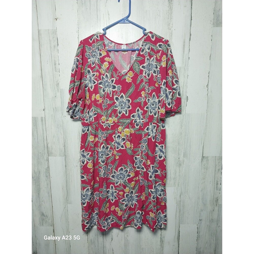 Old Navy Women's Size 2X Pink Floral Midi Dress